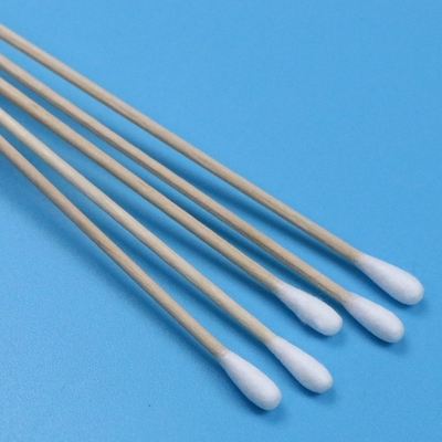 CA-006 Biologisch afbreekbare lange houten stok Cleanroom Q Tips Industrial Cotton Bud Cleaning Swab Stick