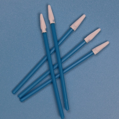 Lintvrije dubbellagers gebreide polyester tip swab kleine puntige cleanroom swab met blauwe handvat
