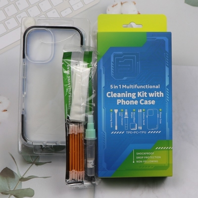 5 in 1 Telefoon Reiniger Kleine schuim Swab Screen Reiniging Kit Telefoon Reiniging Kit met telefoon hoesje