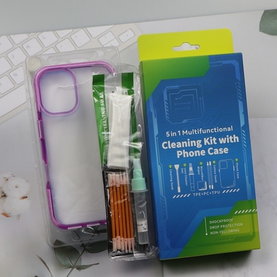 5 in 1 Telefoon Reiniger Kleine schuim Swab Screen Reiniging Kit Telefoon Reiniging Kit met telefoon hoesje