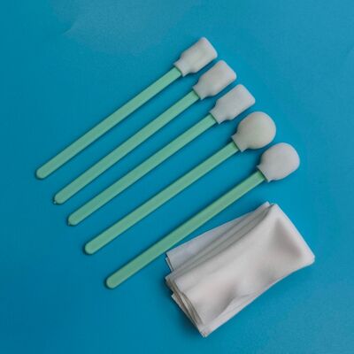Lint Free Green Handle Soft Sponge Swab Foam Tip Detailing Swab Kit Printer Cleaning Kit with Polyester Wipes