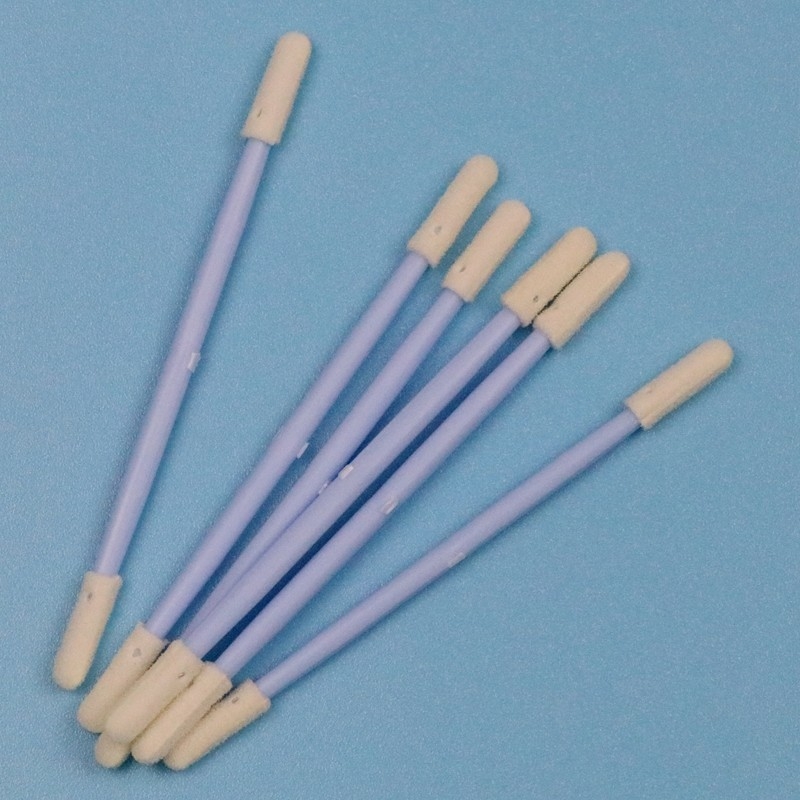 TX742 Lintvrij Blauw Handvat Dubbel Eind Mini Sponge Stick Compressed Small Cleanroom Foam Swab voor gedetailleerde reiniging