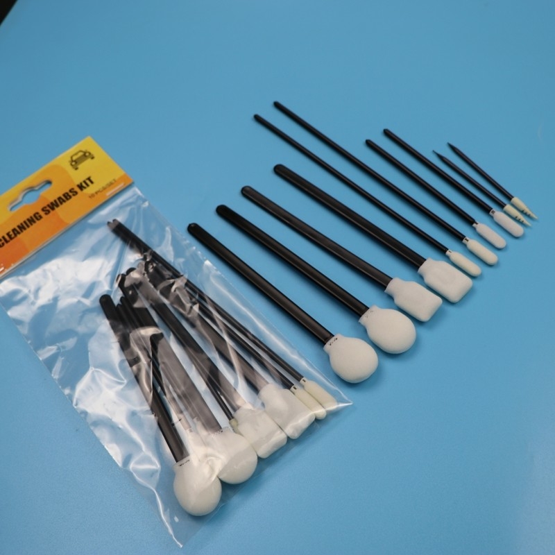 Draagbare zwarte handgreep spons swab precieze reiniging swab kit auto reiniging kit