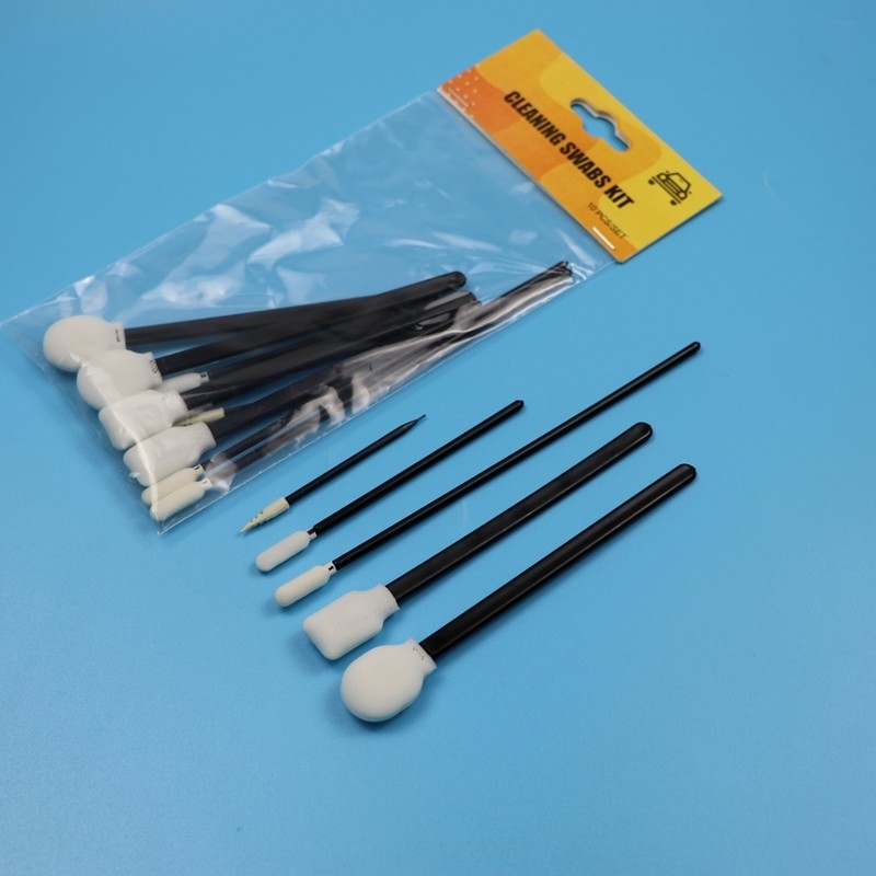 Draagbare Lint Free Sponge Detail Swab Precision Cleaning Care Care Foam Swab met zwart handvat