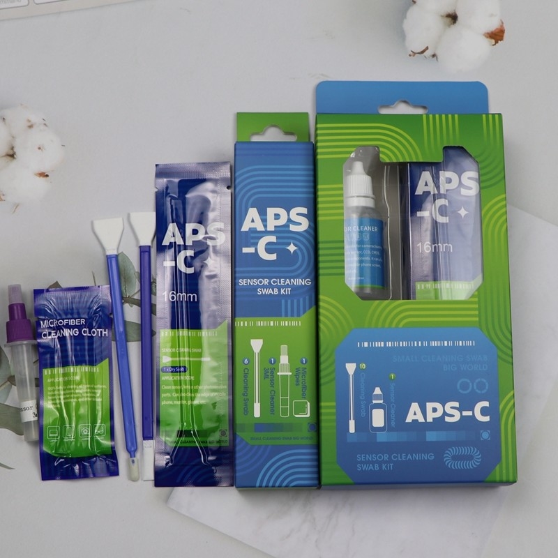 3 in 1 draagbare dubbele eind Microfiber Sensor Swab APS-C Camera Reiniging Kit met oplossing