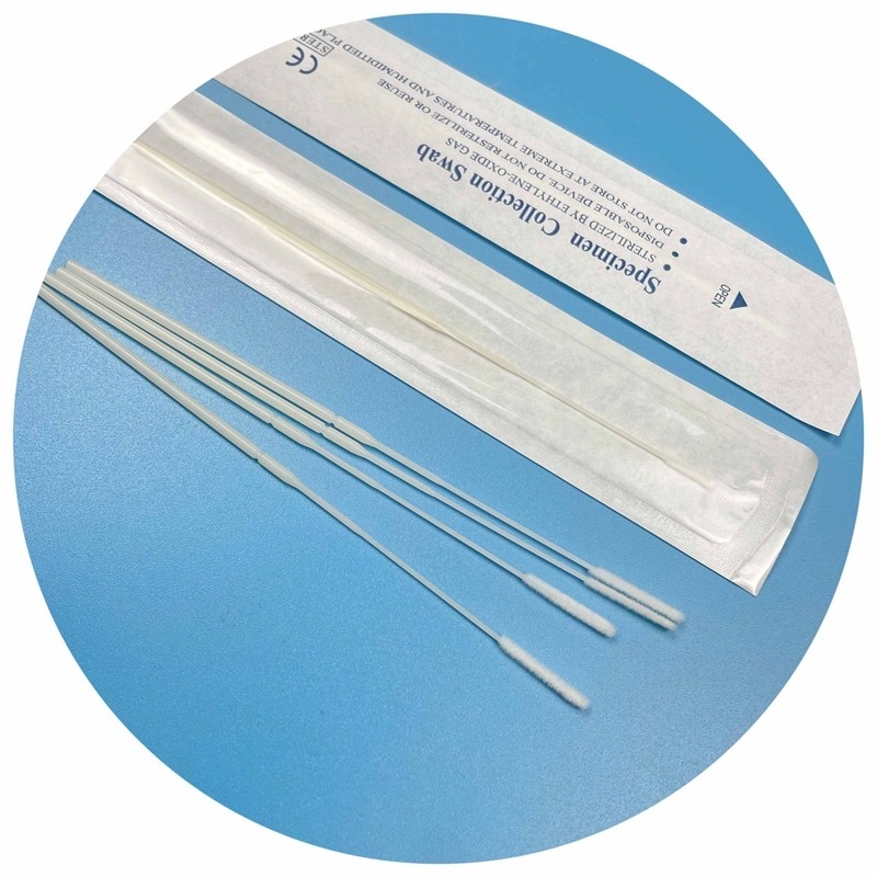 Steriele EO-gasmonstername-swab voor medisch/farmaceutisch onderzoek   CE-gecertificeerde nylon gevlokte punt, 150 mm lang met breekpunt