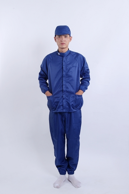 Anti-static stand collar uniform set perfect voor elektronica en farmaceutische professionals in gecontroleerde werkplekken