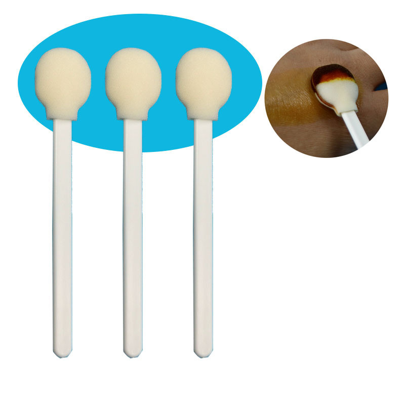 Disposable White PP Stick Circular Sponge Stick Medical Round Foam Swab Applicator with Total Length 108mm