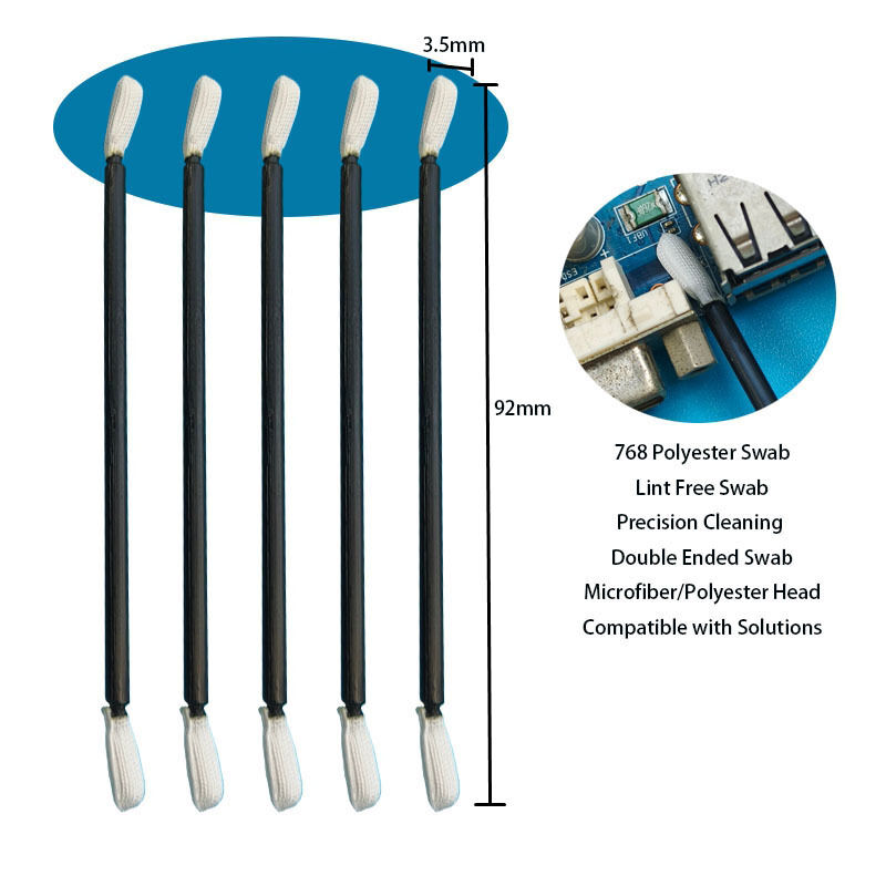 768 Lintvrij zwart handvat Twisted Head Polyester Swab Precision Cleaning Detail Swab voor cleanroom