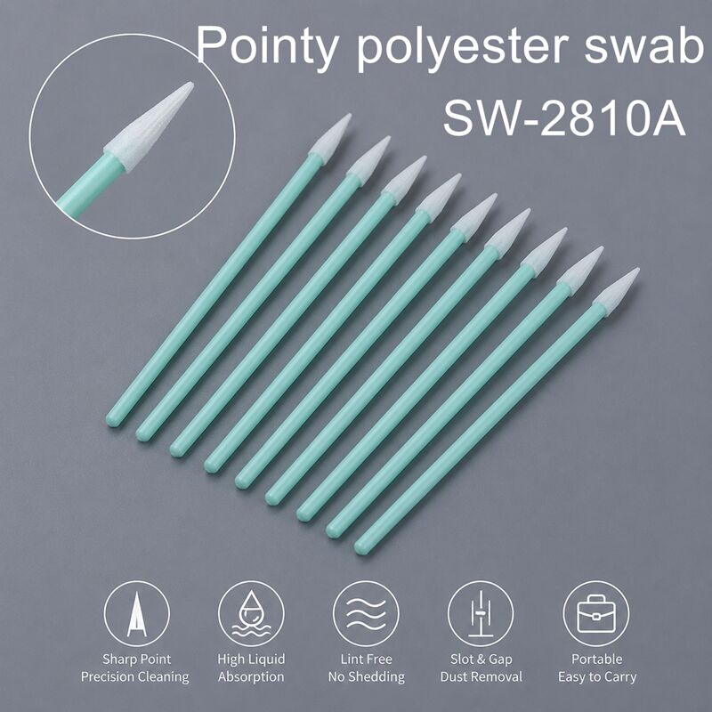 Swab van scherp punt polyester voor elektronica optische lens pcb toetsenbord gat reinigen hoge absorptie 75 mm